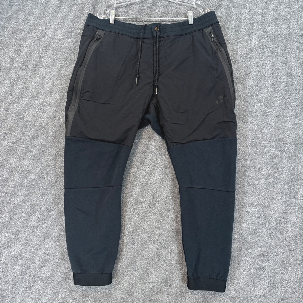 Nike Tech Pack Joggers Mens XXL Black Taper Mixed Media Bonded Zipper Sweatpants